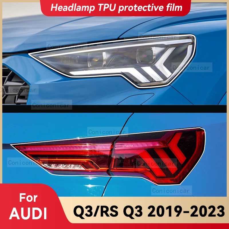 

For AUDI Q3 RS Q3 2019-2023 Car Headlight Transparent TPU Protective Film Front Light Tint Change Color Sticker Accessories
