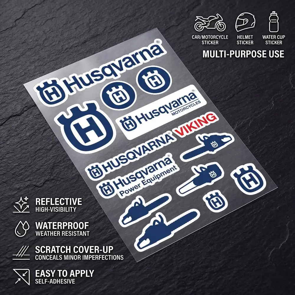 H-Husqvarna-a Long Lasting Waterproof Reflective Sticker Scratch Conceal Fit Motorcycle Car Helmet Fridge Decals