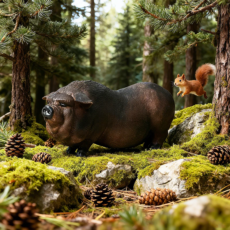 Oenux Poultry Farm Animals Model Simulation Pig Swine Sow Porcupine Boar Action Figures Figurine Lovely Educational Kids Toy