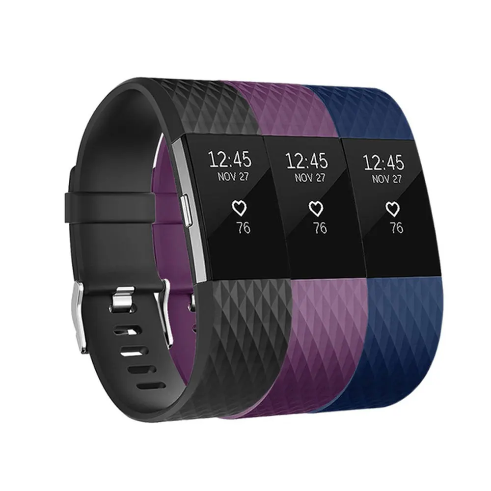 3 قطع من حزام ساعة TPU الناعم لساعة Fitbit Charge 2 سوار معصم بديل لملحقات حزام Fitbit Charge2