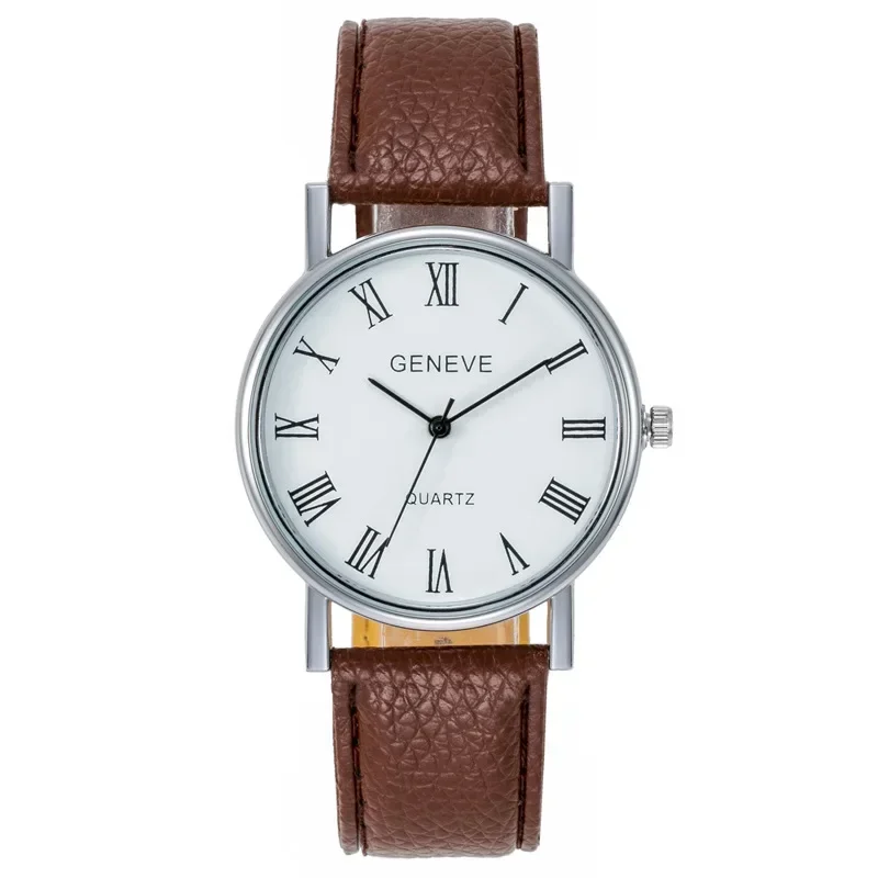 Reloj romano de marca famosa para hombre, reloj de pulsera con correa de cuero de tendencia informal de negocios de cuarzo con números, reloj de regalo de lujo