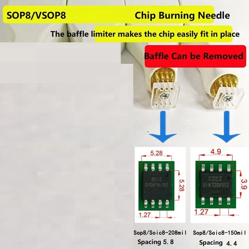 2 uds Sop8 Chip descargar quemar escribir sonda resorte aguja Flash Eeprom Chip quemador Cable Sop8 208Mil 5,8 Mm 150Mil 4,4 Mm