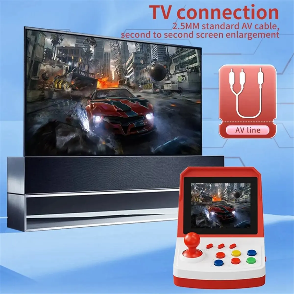 A86G NEW A6PLUS Retro Mini Video Game Console 3.2in Screen 1000+ Games Built in Joystick Home Support TV Output B