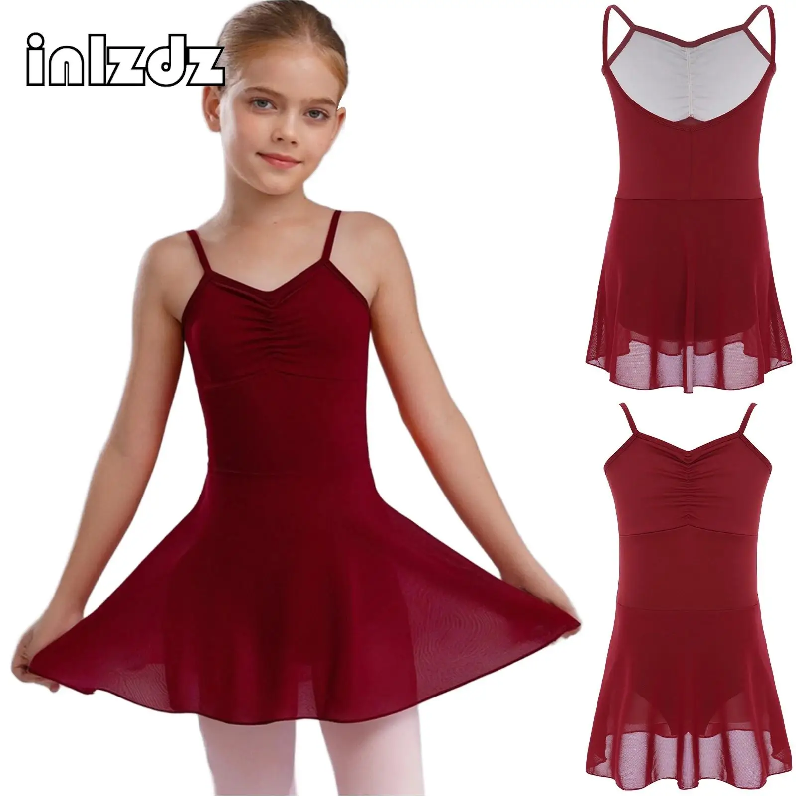 

Ballet Leotard Dress Girls Ballet Dress Kids Camisole Gymnastics Leotard Backless Tulle Dress for Warm-Up Practice Performance