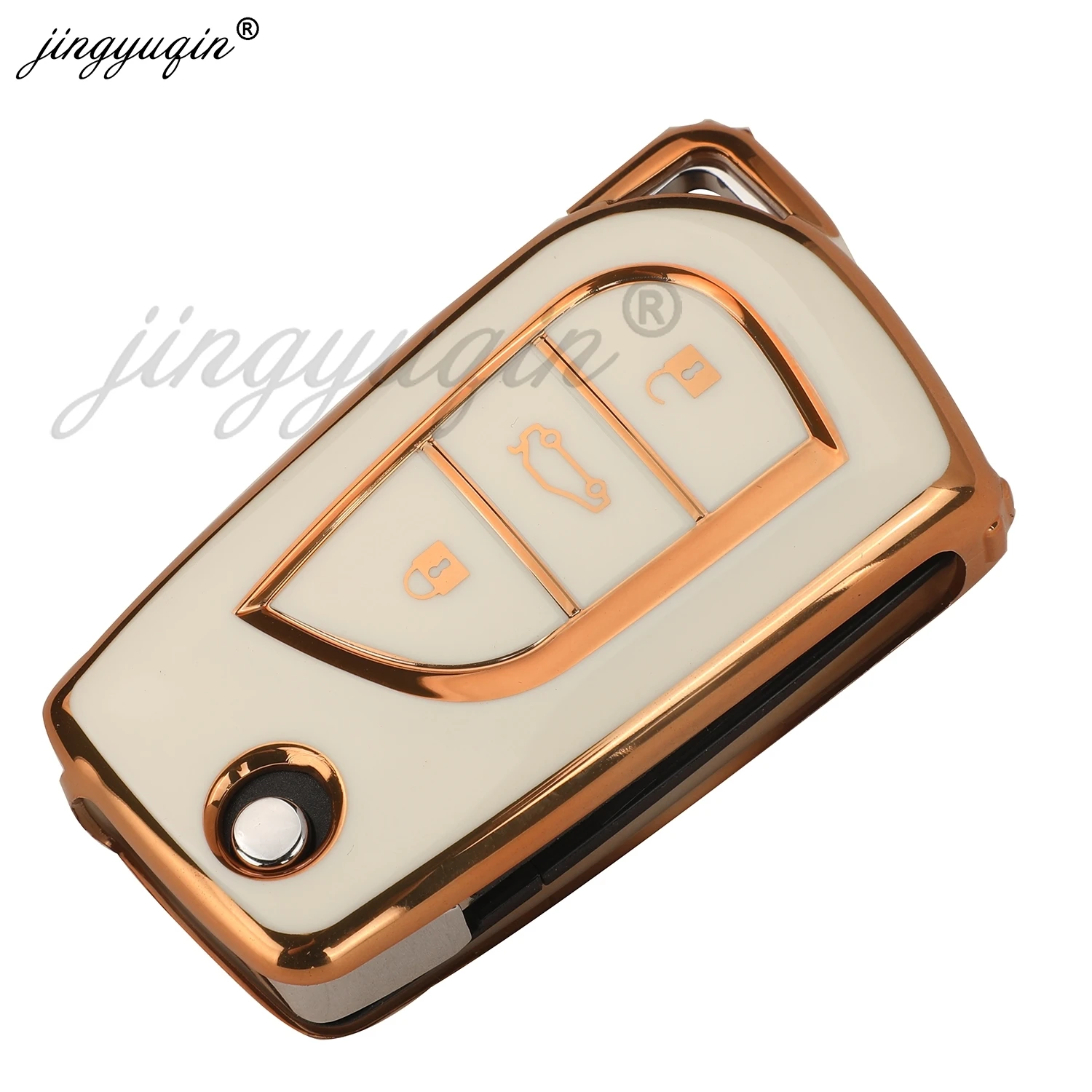 Jingyuqin-TPU علبة مفاتيح السيارة ، غطاء كامل فوب لتويوتا كورولا ألتيس أوريس ايغو ياريس كامري RAV4 فيرسو TC ، ملحقات قذيفة ، 3BTN