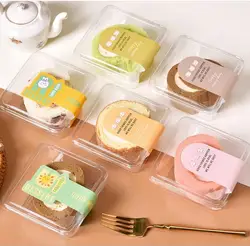 50pcs Transparent Square Cake Packaging Box Swiss Dessert Mousse Food Container Plastic Cupcake Boxes