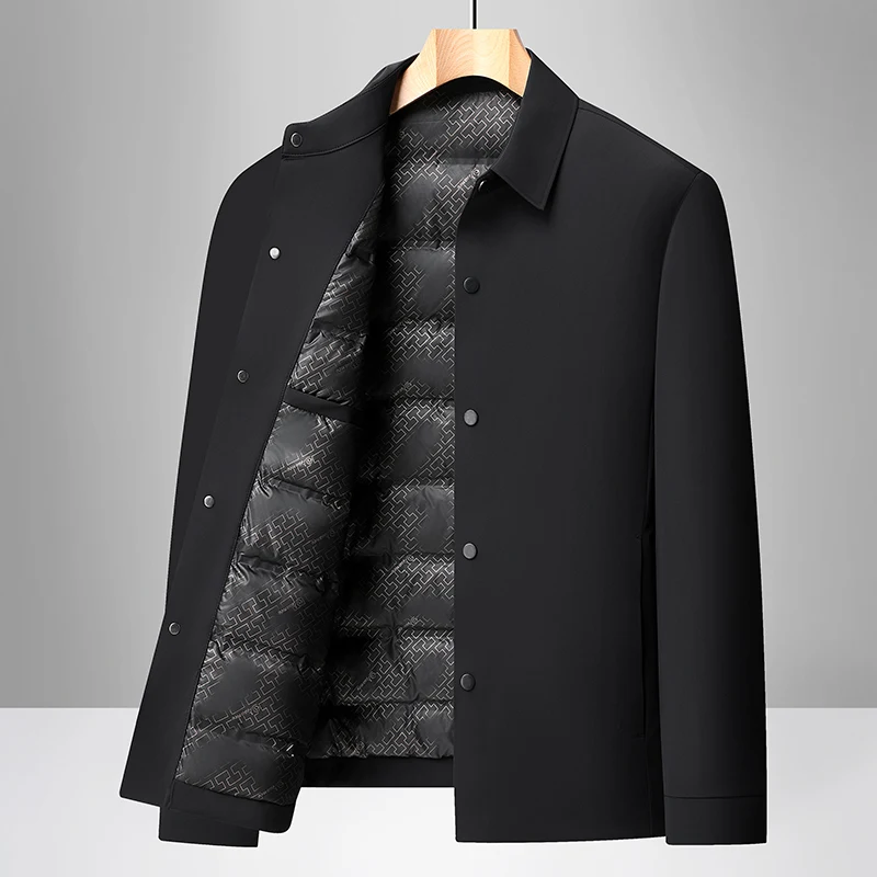 High-End Man Luxury down Jacket Lapel 3D Cutting Elegant Collar Warm Windproof British Style Fashion Winter Hot Men's Clothing