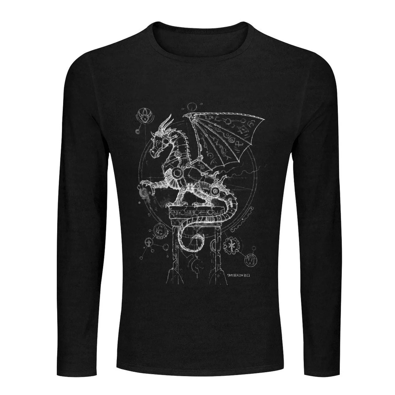 Steampunk Dragon (white) Long T-Shirt Blouse boys t shirts men clothes