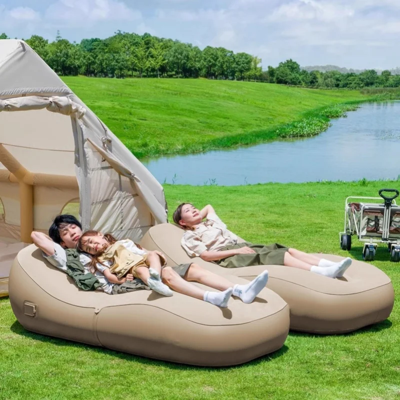 Outdoor Inflatable Sofa Camping Portable Foldable Fully Automatic Inflatable Mattress Household Air Lounger with Air Pump