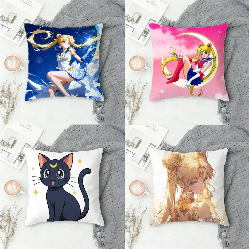 

S-Sailor Moon Double-sided Printed Square Pillow Cover Decorative Cushion Cover for Sofa Bedroom Bedside