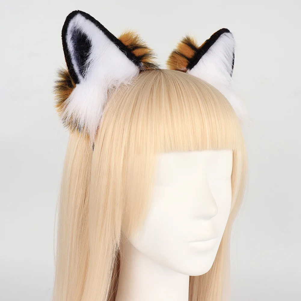 Handmade Plush Spot Cosplay Tiger Headband Comic Show Props Simulation Beast Ears Tail Set Headdress
