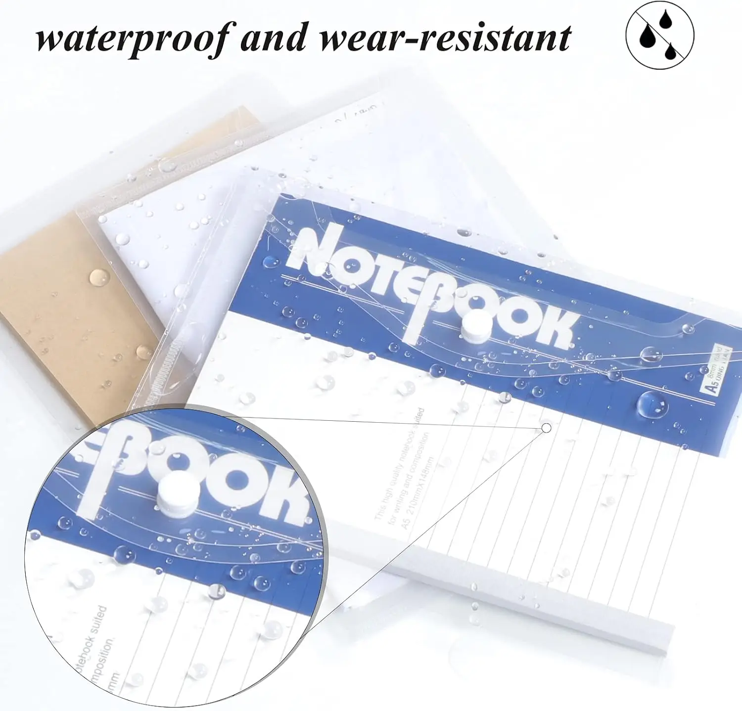 A5 Folder Bag Transparent Plastic Water Resistant File Holder File Paper Office Supplies Documents Protectors