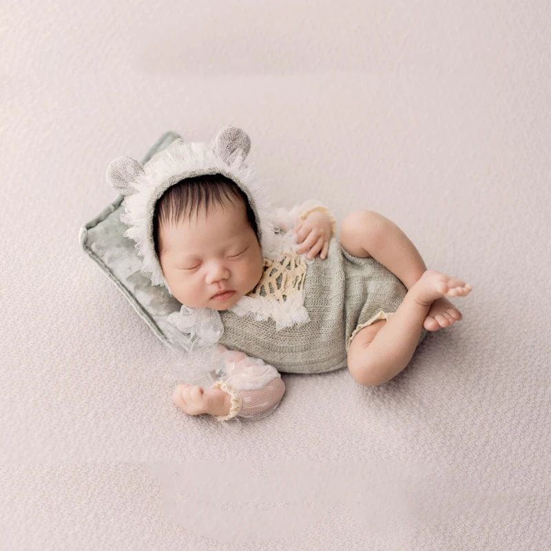 Newborn Baby Girl Photography Clothing Sets Infant Girls Knitted Romper Dress Lace with Hat headband 2pcs 3pcs Sets Outfits