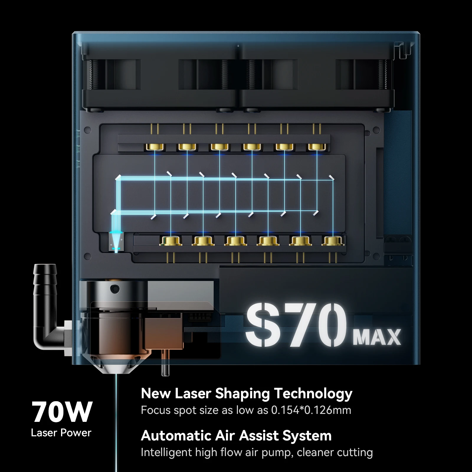 

SCULPFUN S70 Max 70W Laser Engraver Cutting Machine With Air Assist Kit 830*800mm Engraving Area Support Auto-Focus Offline Work
