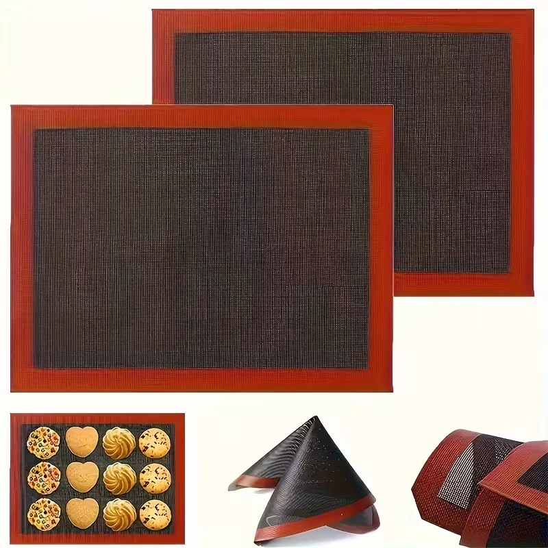 Reusable Perforated Baking Mat, Non-Stick Silicone Airflow Mesh Cooking Sheet for Oven, Cookies, Macarons,Pastry-Heat Resistant