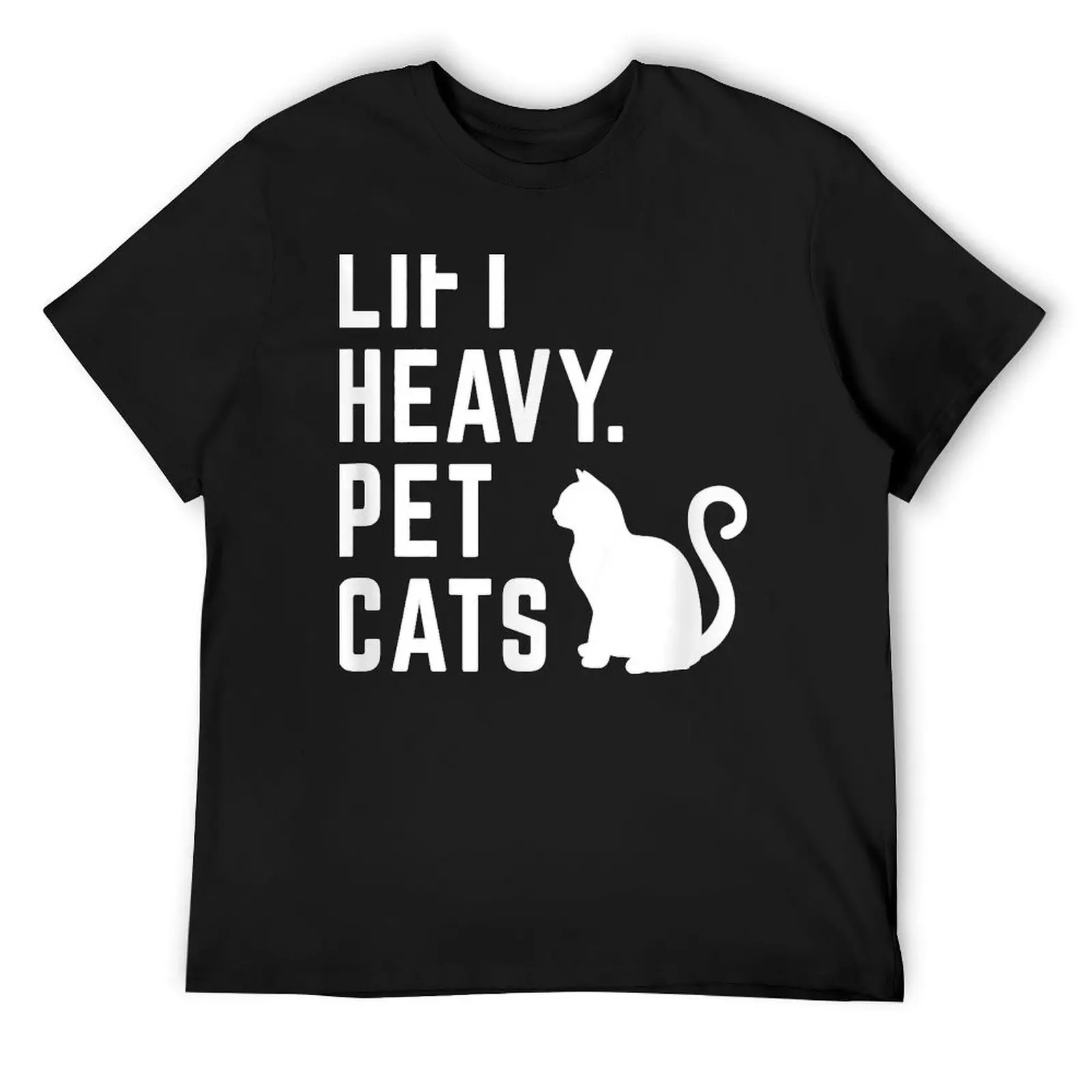 Lift Heavy Pet Cats Funny Gym Workout T-Shirt aesthetic clothes blue archive oversized customs T-shirts for men cotton