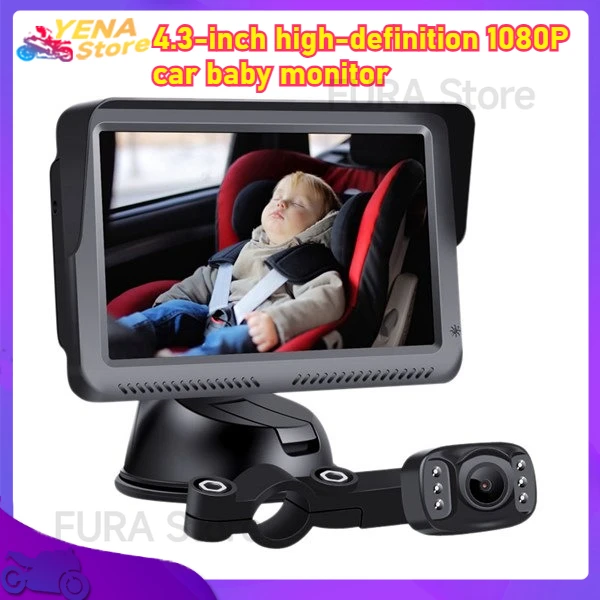 

Baby car mirror 4.3-inch high-definition 1080P car baby monitor, with baby car seat camera and rearview rear seat camera