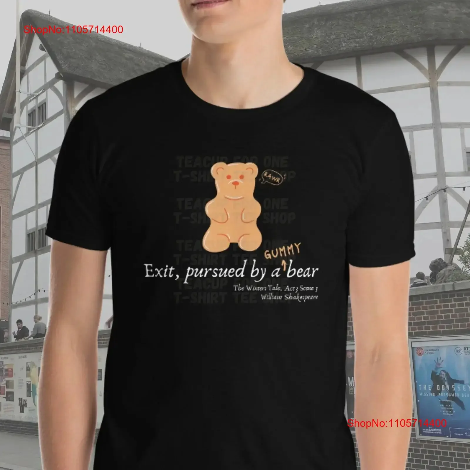 Exit Pursued by a Gummy Bear T Shirt ORANGE Funny Shakespeare Candy William vintage Washed Unisex Stylish designer clothes