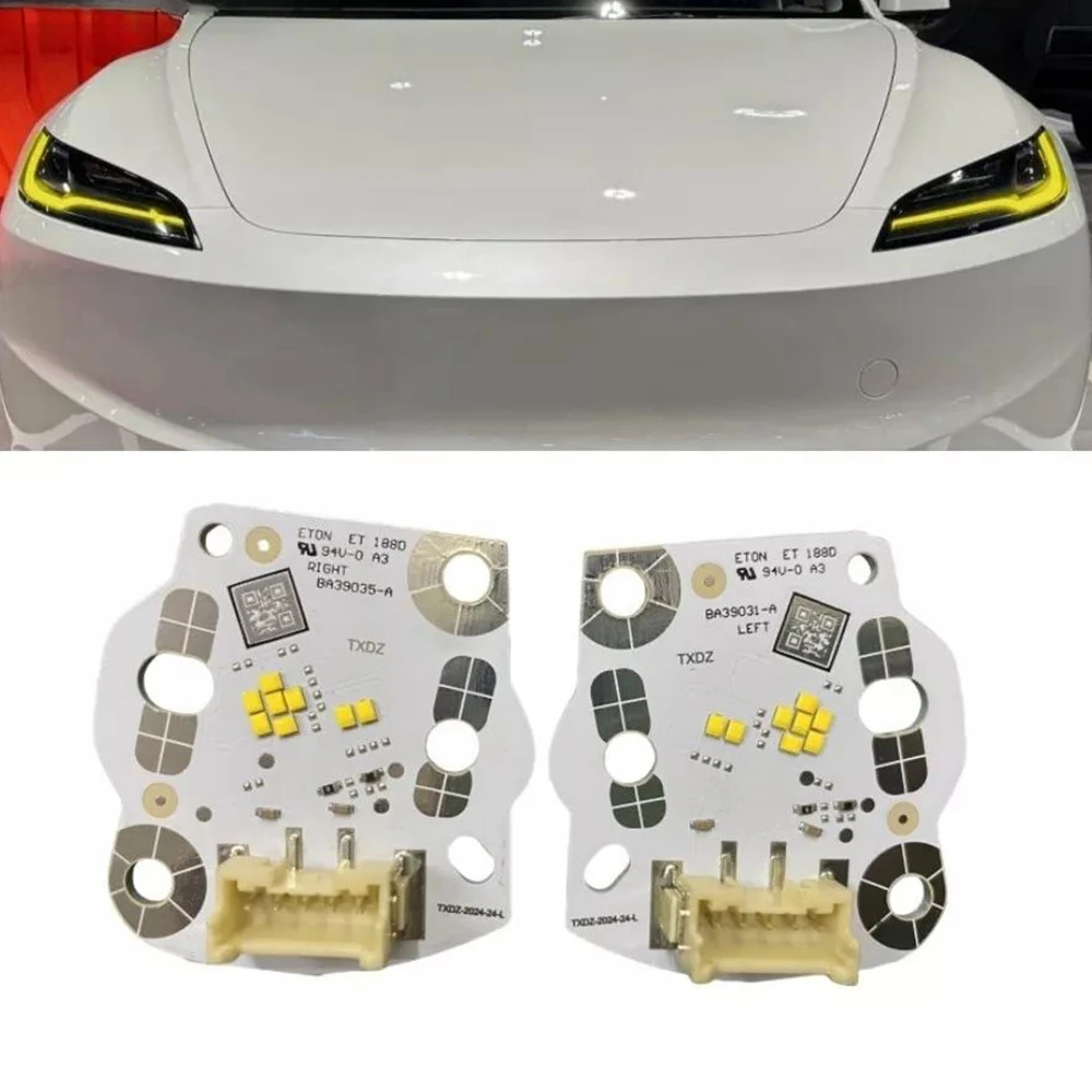 

2 шт. желтых, янтарных, красных, синих светодиодных модулей Angel Eyes DRL для Tesla Model 3 2023-2024 годов, улучшенные дневные ходовые огни