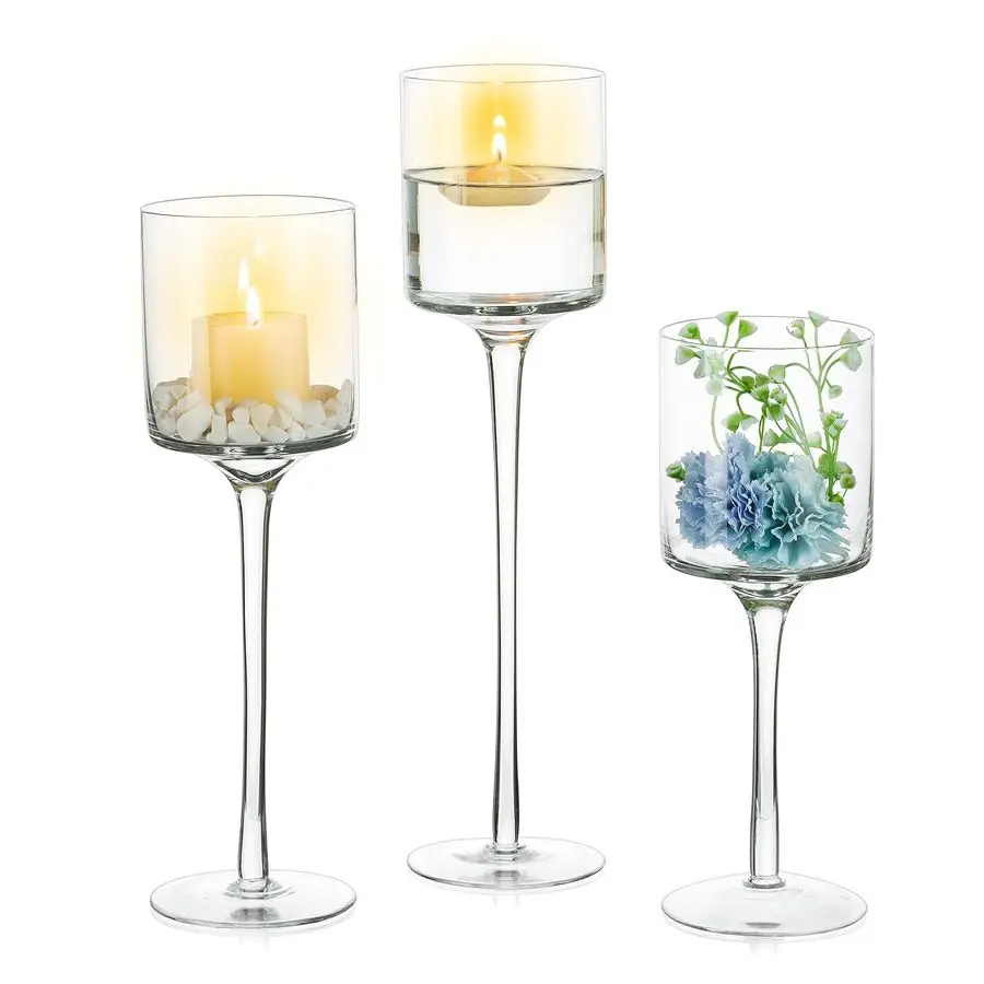 

1 Set Tealight Candle Holder Tall Glass Candle Holder for Floating Candles, Glass Candle Holders for Pillar Candles, Tall Candle