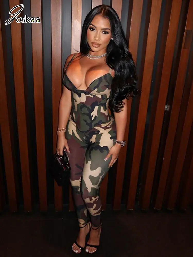 

Joskaa 2025 Women's Camo Print 2 Piece Set Sexy Bandage Crop Tank Tops+ High Waist Leggings Matching Traksuits Y2K Streetwear