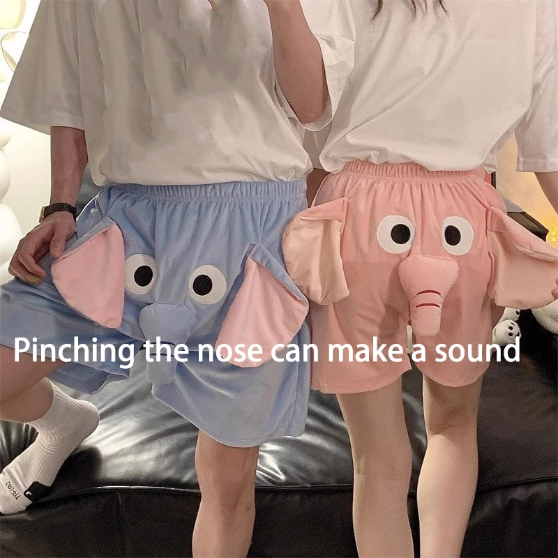 Шорты унисекс с рисунком слона, штаны с милыми животными, большие носы и уши, мягкие штаны для сна со слоном, домашняя одежда, одежда для сна для женщин и мужчин