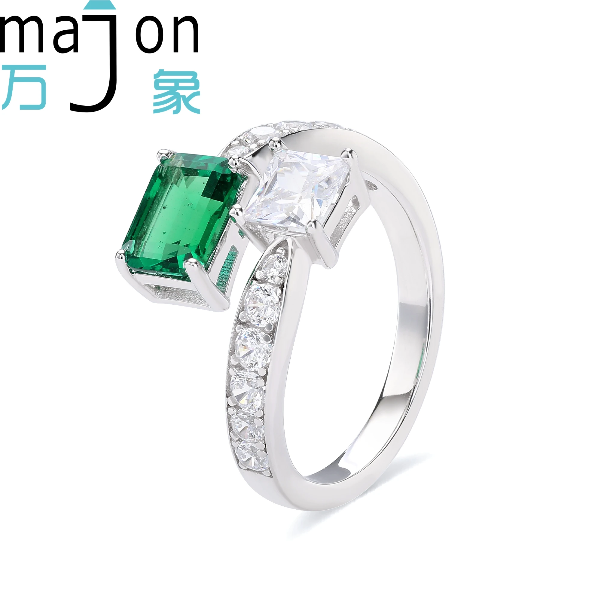 

925 sterling silver Lab Grown emerald Cut Zambia 0.8ct Rings For Women Jewelry Gift