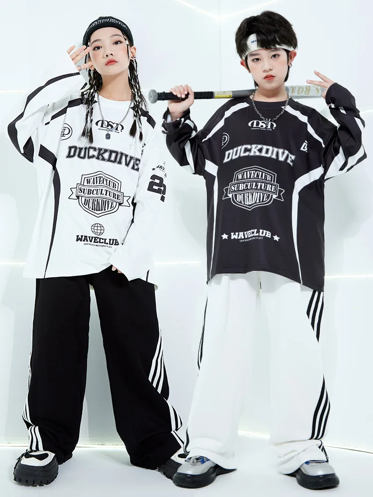 Jongens Zomer Meisjes Brief Korte Mouw T-shirt Wijde Pijpen Broek Street Wear Kids Jazz Kleding Mode Hip Hop Danskostuums