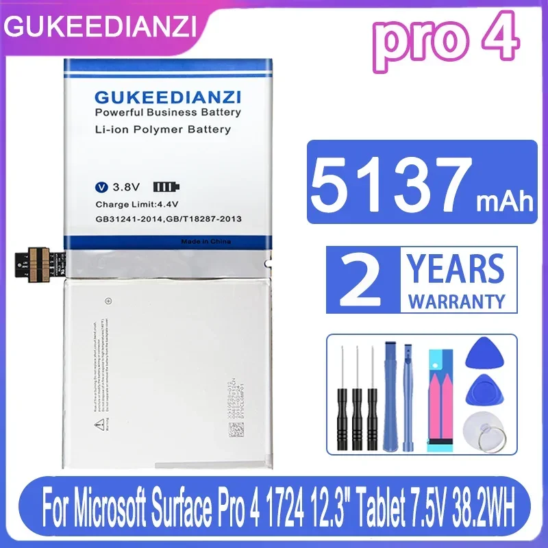 

Сменный аккумулятор для планшета GUKEEDIANZI, 5137 мАч, для Microsoft Surface Pro 4, Pro4, 1724, 12,3 дюйма, 7,5 в