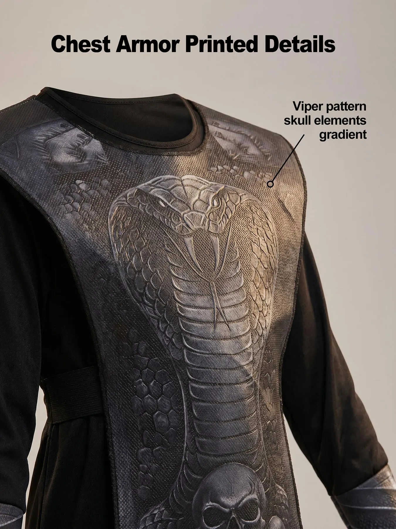Viper Ninja Cosplay-Outfit für Kinder, Polyester-Overall mit Masken-Brustpanzerung für Jungen, Halloween-Mottoparty – Detail 4