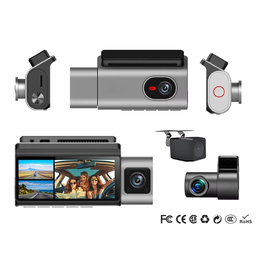 Obiettivo WiFi 3 Dashcam 4K Ultra HD da 3,69 pollici nel veicolo per Dvr per auto con visione notturna senza luce