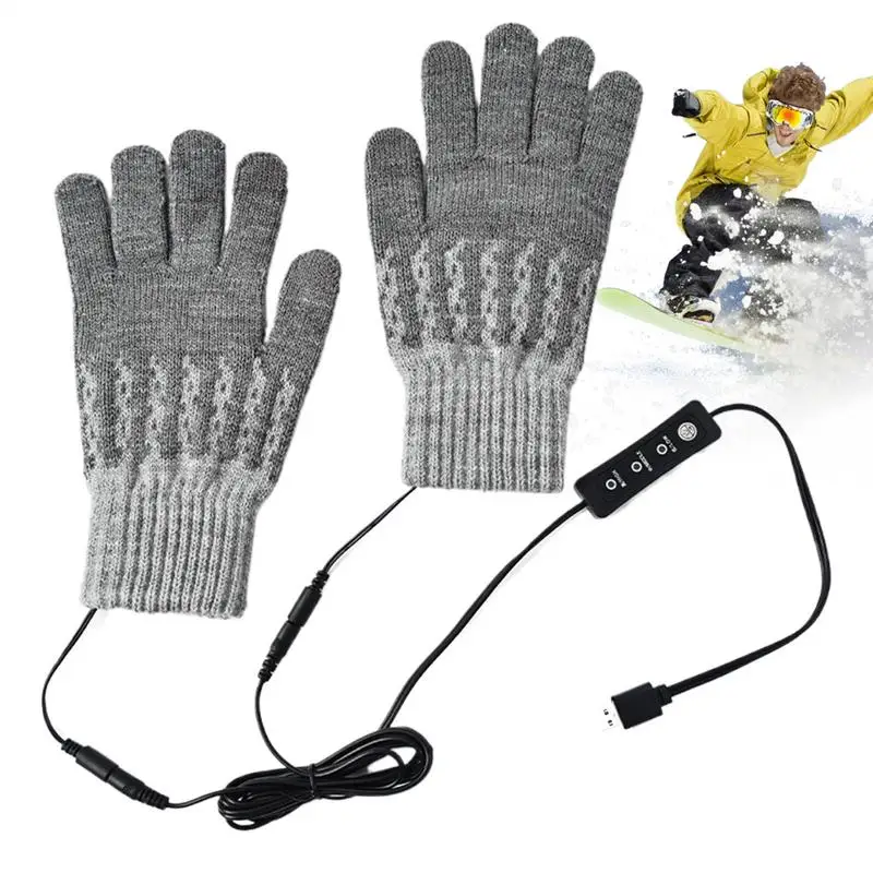 

Electric Gloves Heated USB Winter Warm Cycling Gloves 3 Levels Adjustable Cold Weather Gloves Removable Heated Snowboard Gloves