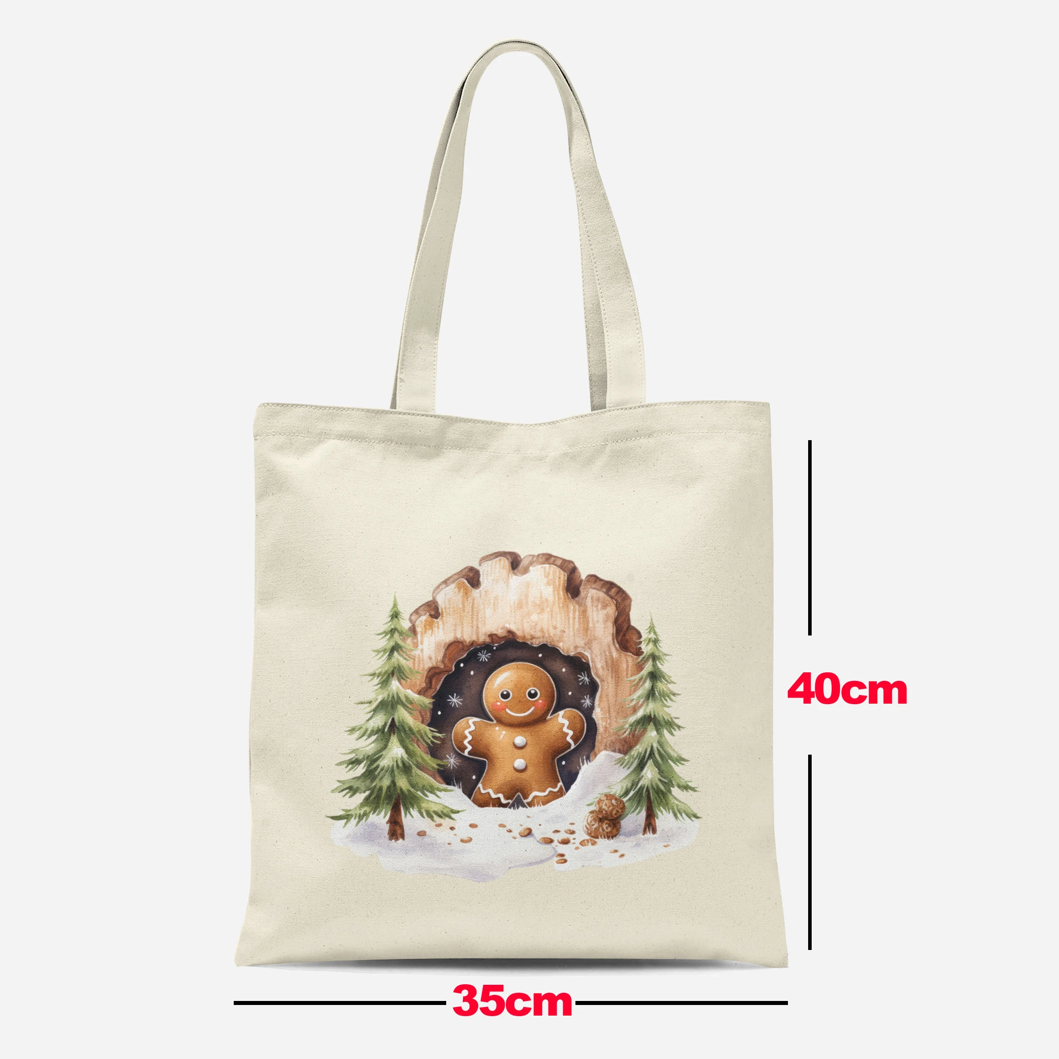 Winter Santa Claus Pattern Canvas Shoulder Bag, Suitable for Travel and Daily Commuting Fashion Women Shopping Bag Friends