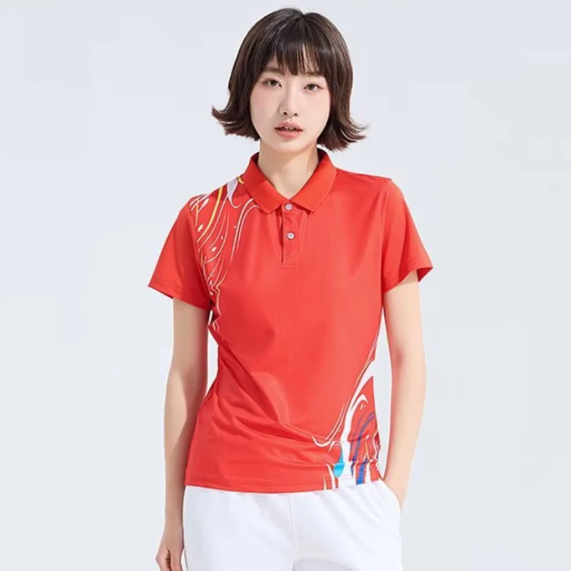 

New Women Badminton Shirts Polo Tennis Shirt Sports Clothes Quick Dry Table Tennis T-Shirt Youth Tennis Ladies Wear Shirts
