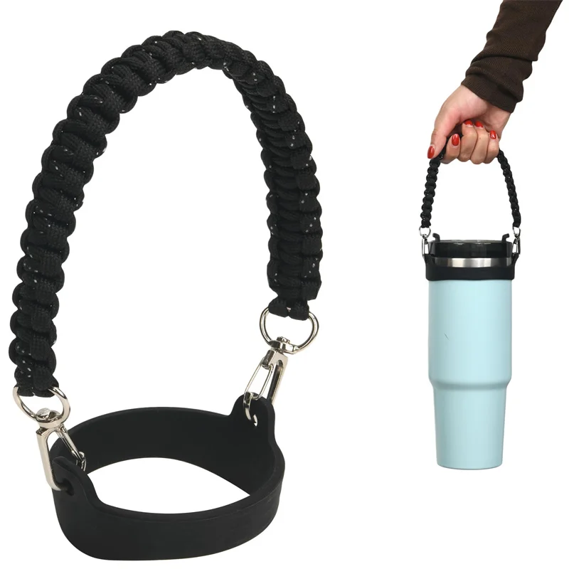 Silicone Water Bottle Handle Sling Holder with Shoulder Strap Fit Most 40OZ Bottles Universal Bottle Lanyard Adjustable Strap