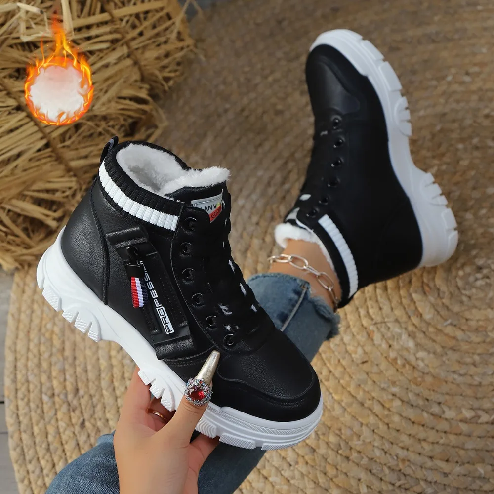 Woman Shoes Winter Women's Boots Fashion Velvet Cotton Shoes for Women Ankle Boots Platform Shoe High Top Women Sneakers Zapatos