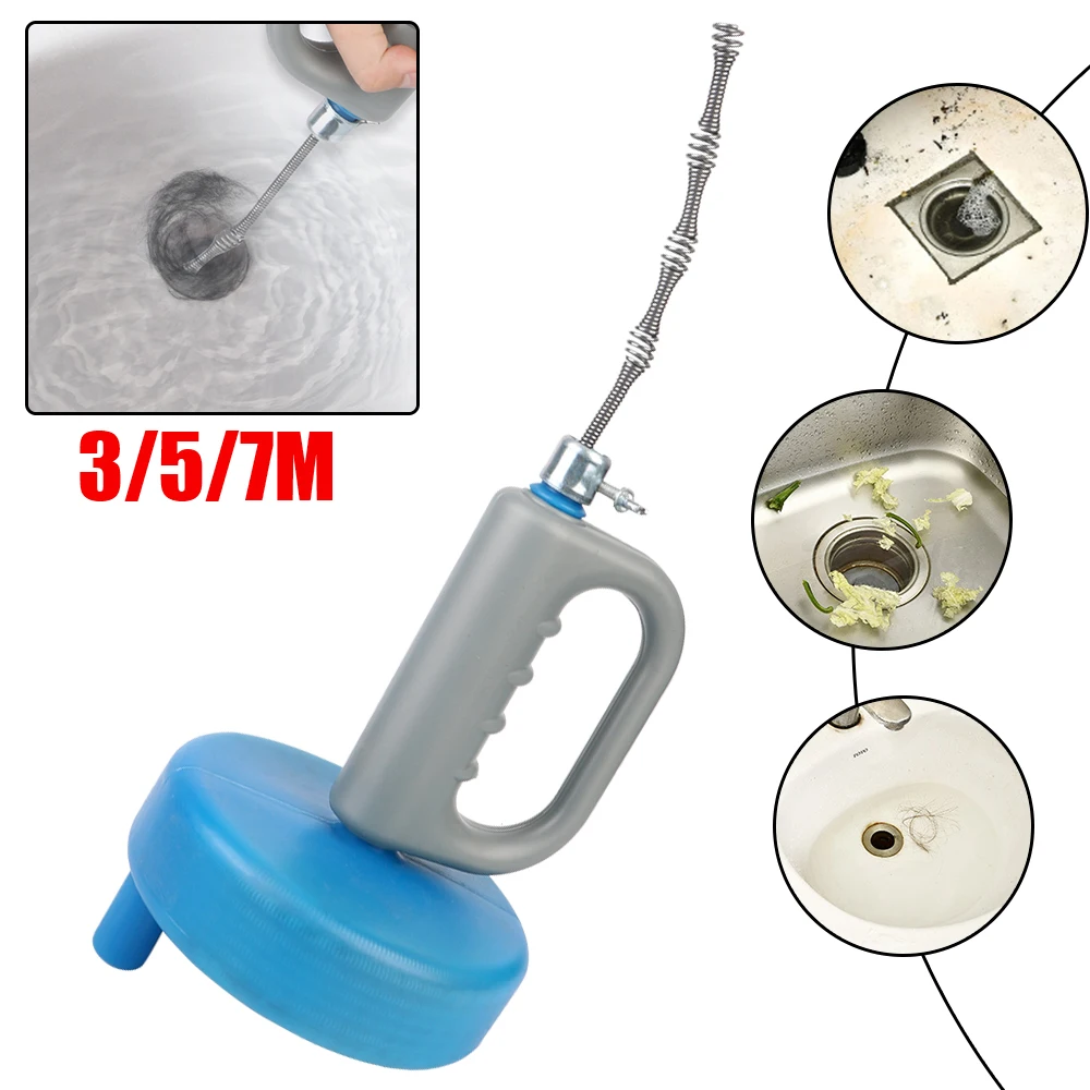 

Extendable 5/7/10 Meters Sewer Pipe Plunger Dredge Handheld Bathroom Kitchen Cleaning Tools Toilet Sink Drain Unblocker