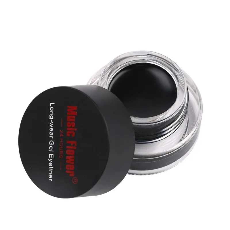 2 في 1 جل تحديد العيون بني + أسود طقم تحديد العيون المقاوم للماء أداة مكياج العيون مع فرشاة تدوم 24 ساعة