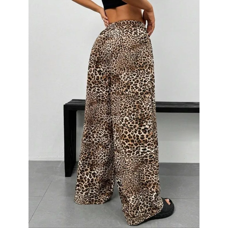 Taglie forti 1XL-5XL Pantaloni larghi da donna nuovi Pantaloni dritti con lacci in vita elastica scozzese allentato casual ﻿