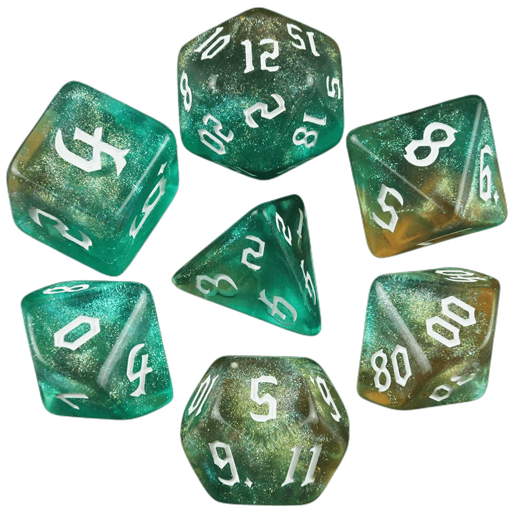 7pcs Iridescent Glitter RPG Polyhedral Dice Set for DND Dungeon and Dragons Table Board Roll Playing Games