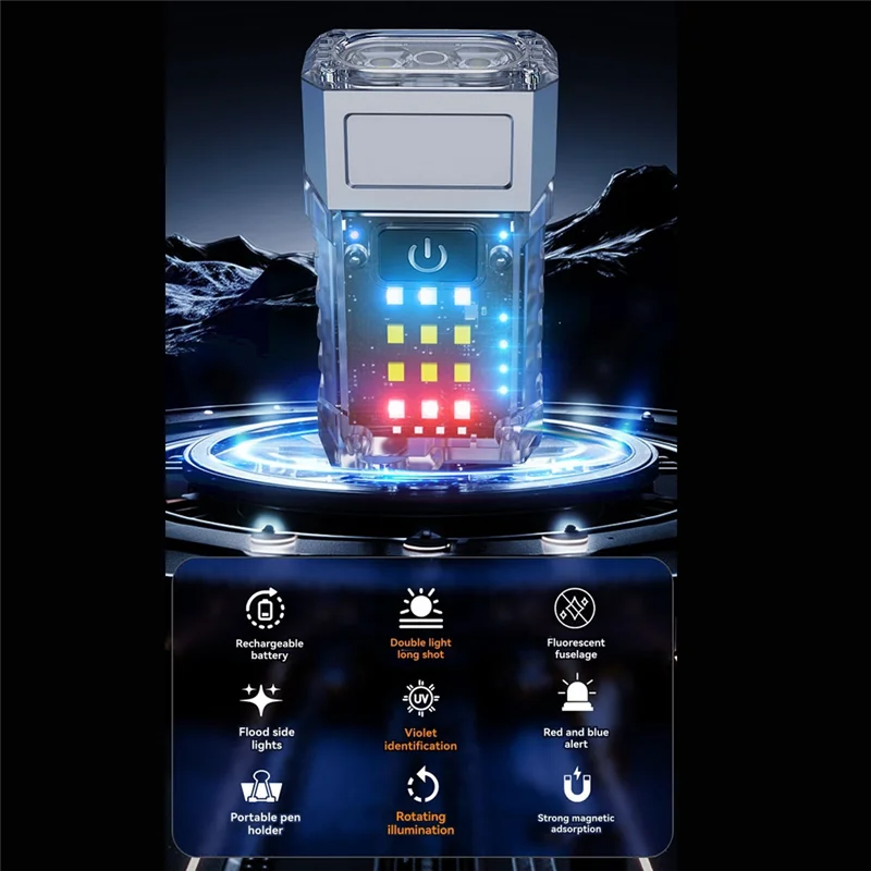 Torcia AF90-LED Mini portachiavi portatile luce doppia sorgente luminosa campeggio esterno pesca torcia multifunzione lampada con clip per cappello