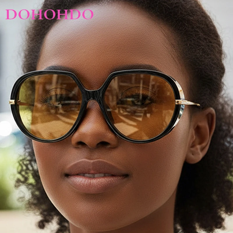 

2026 Vintage Big Frame Oval Metal Legs Women Sunglasses Luxury Classic Punk Men Eyewear Outdoor Driving Sunglasses Unisex UV400