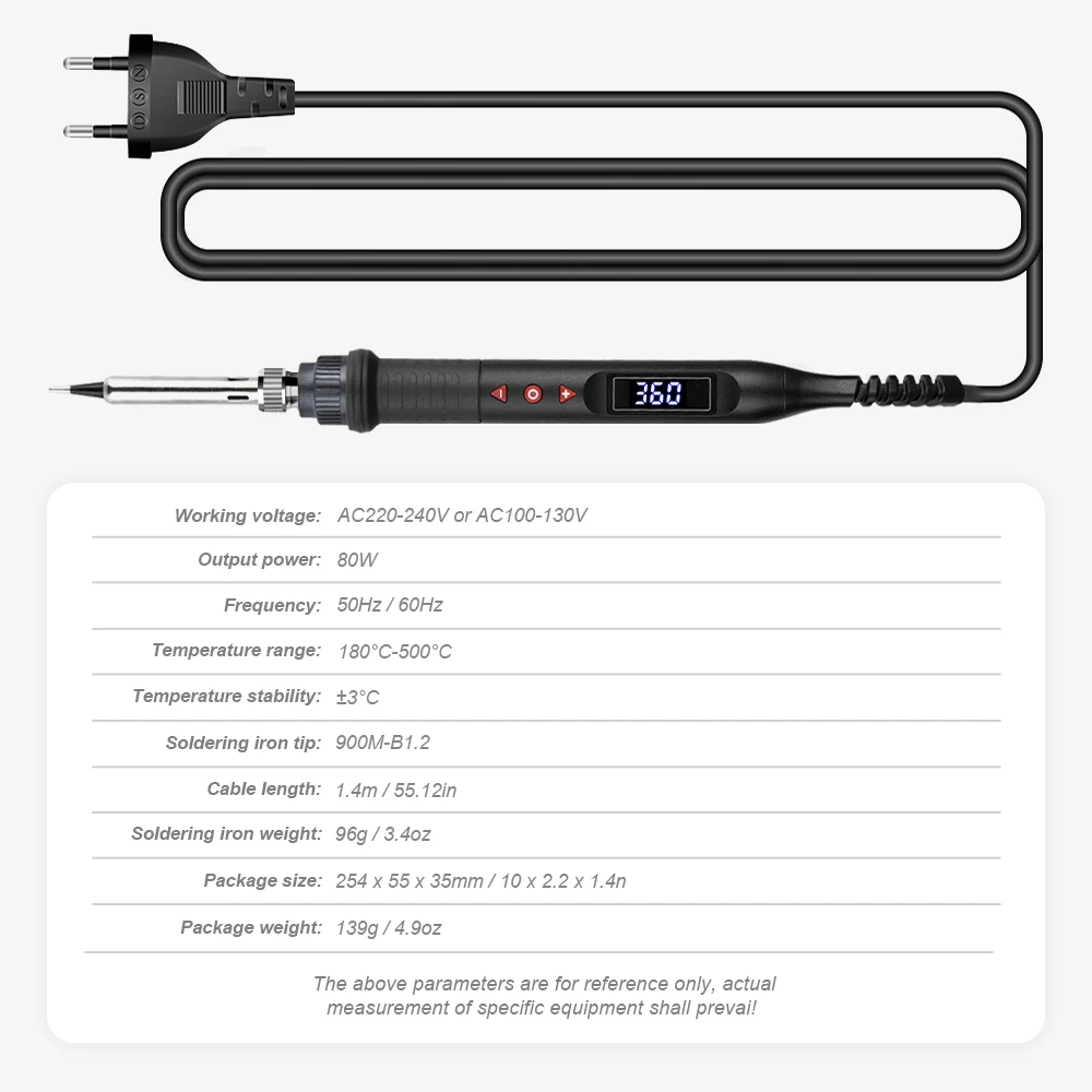 JCD 80W Soldering iron kit Adjustable Temperature LCD solder welding tools Ceramic heater 220V 110V Welding repair tools 908U