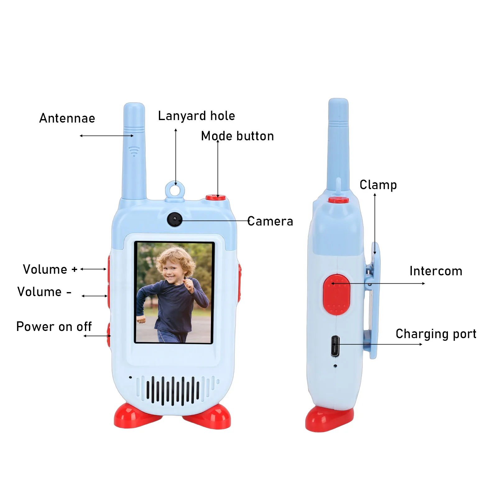 Handheld video-intercom voor peuters, oplaadbaar binnen en buiten, voor familiespellen, kamperen, wandelen, walkietalkie voor kinderen