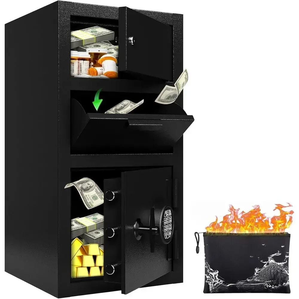 6.5 Heavy-Duty Cash Drop Safe with Deposit Slot, 68 lbs Capacity, Anti-Theft Security Box, Quick Access Digital Keypad