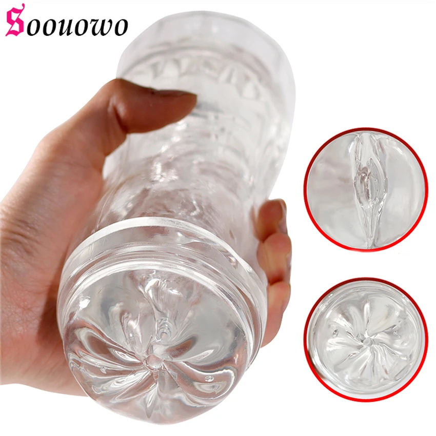 Male Masturbator Cup Soft Pussy Sex Toys Transparent Vagina Adult Endurance Exercise Sex Products Vacuum Pocket Cup for Men 18+