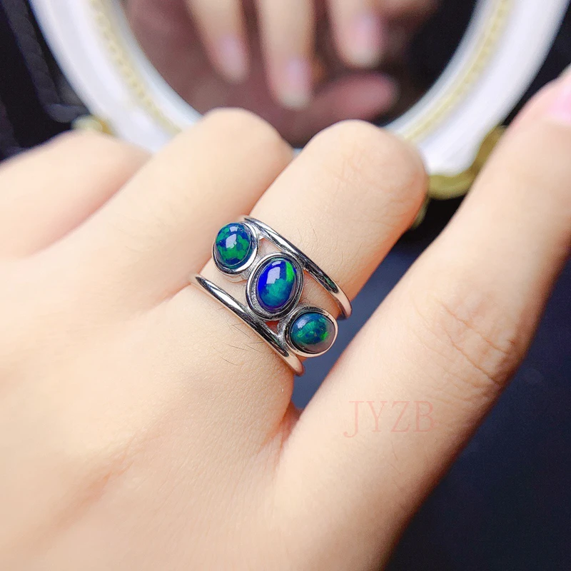 

925 pure silver natural Opal ring for women Japanese and Korean fashion personality egg noodles Opal ring holiday gift