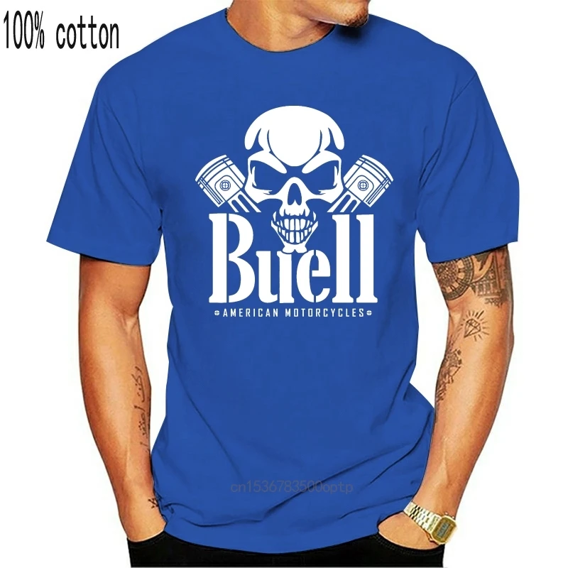 Men T Shirt Dgyahjqj Buell American Motorcycles Skull Piston Neu S M L Xl Xxl 4XL Round Neck Short Sleeves Cotton Women