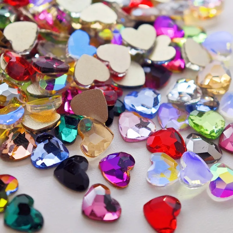 100/500pcs 3mm 40colors Heart Shape Boutique Flat bottom nail art rhinestones Glass crystal 3D nail decoration wholesale