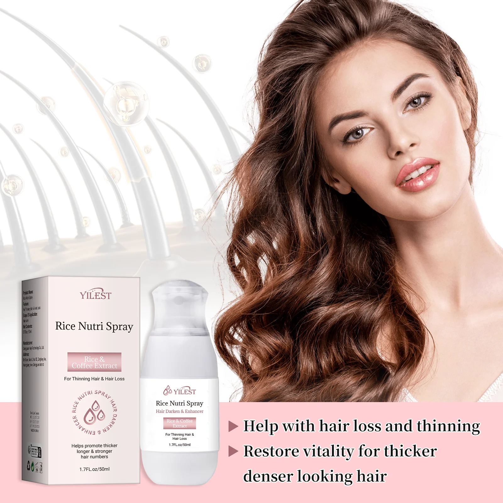 New effective hair growth essential spray 50ml Anti-hair loss Promote hair growth Restored damaged hair effective in repair